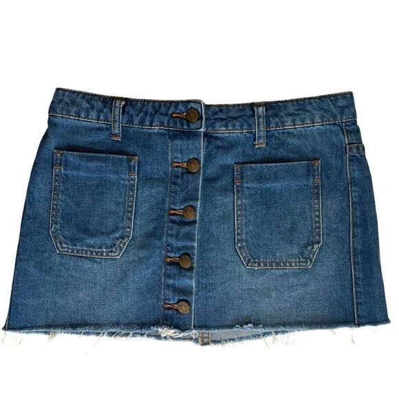 Vintage BDG Micro Mini Button Up Jean Skirt - Picture 1 of 5